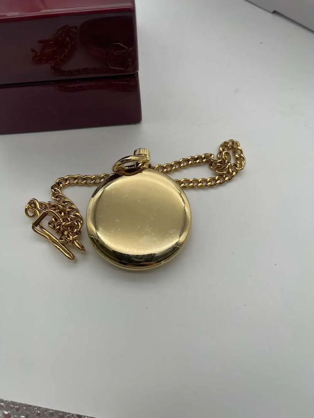 Bulova Disney Mickey Mouse Gold-Tone Pocket Watch with Mahogany Presentation Cas